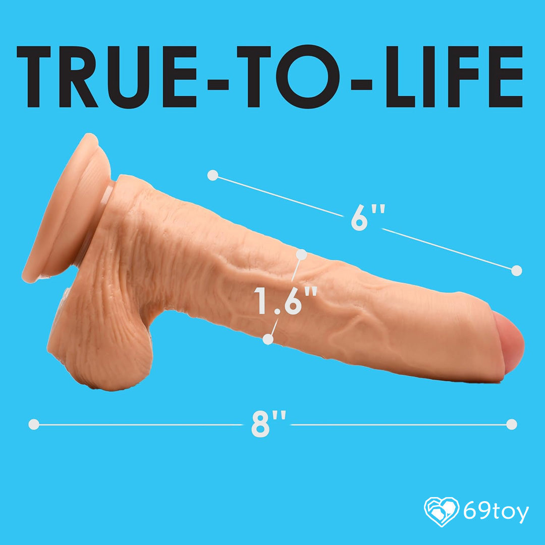 8" Uncut Realistic Dildo with Balls