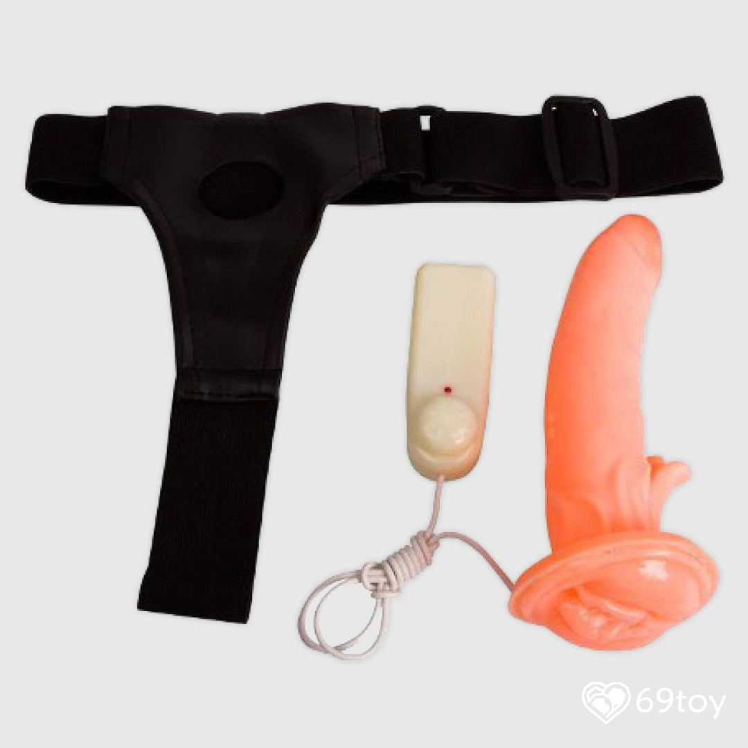 Hollow Strap-On Vibrating Dildo with Vagina