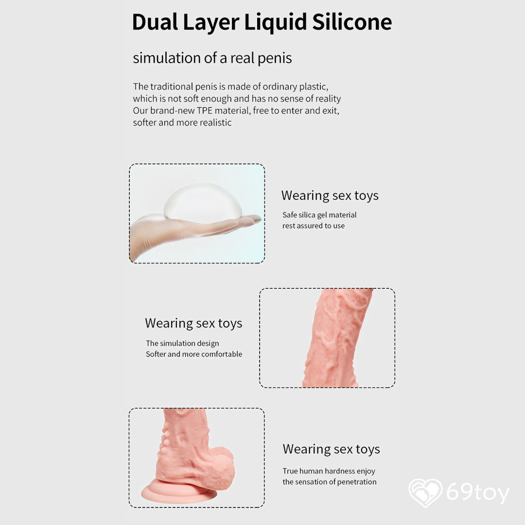 Dual layer silicone mars hollow strap on realistic dildo at 69toy