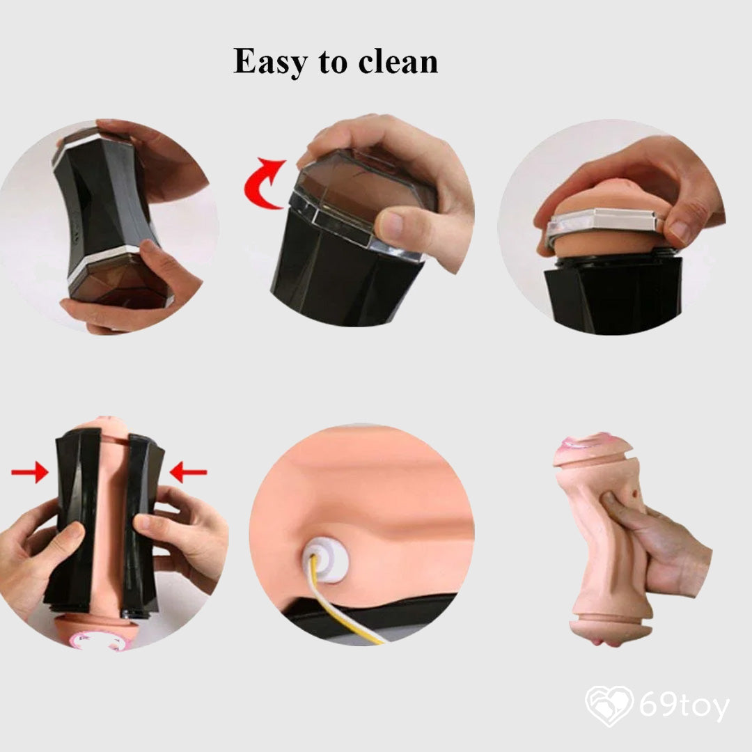 Easy to clean Realistic Vagina Vibration Masturbator Cup Sex Toy for men