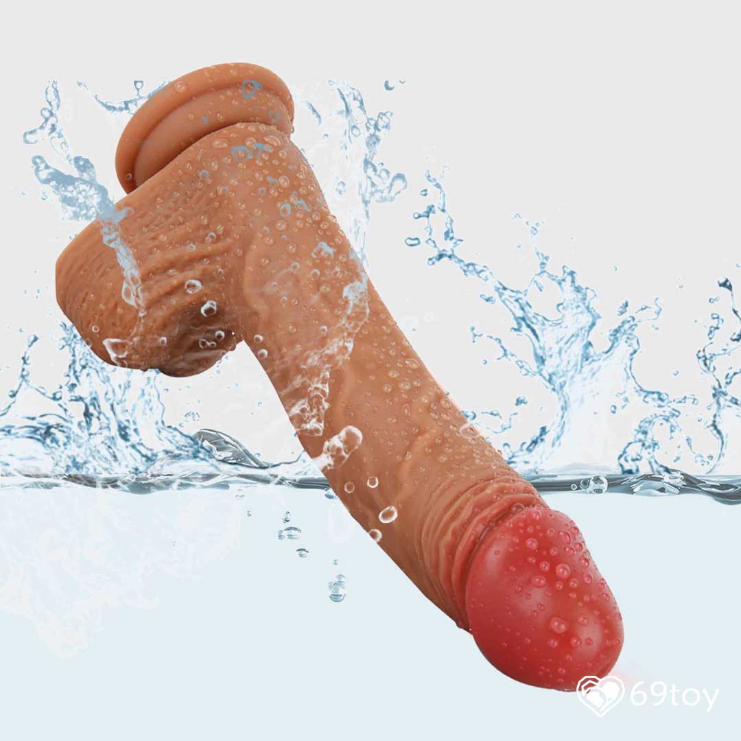 Fully-Waterproof-Thrusting-Vibrating-Realistic-Dildo-with-Balls-at-69toy