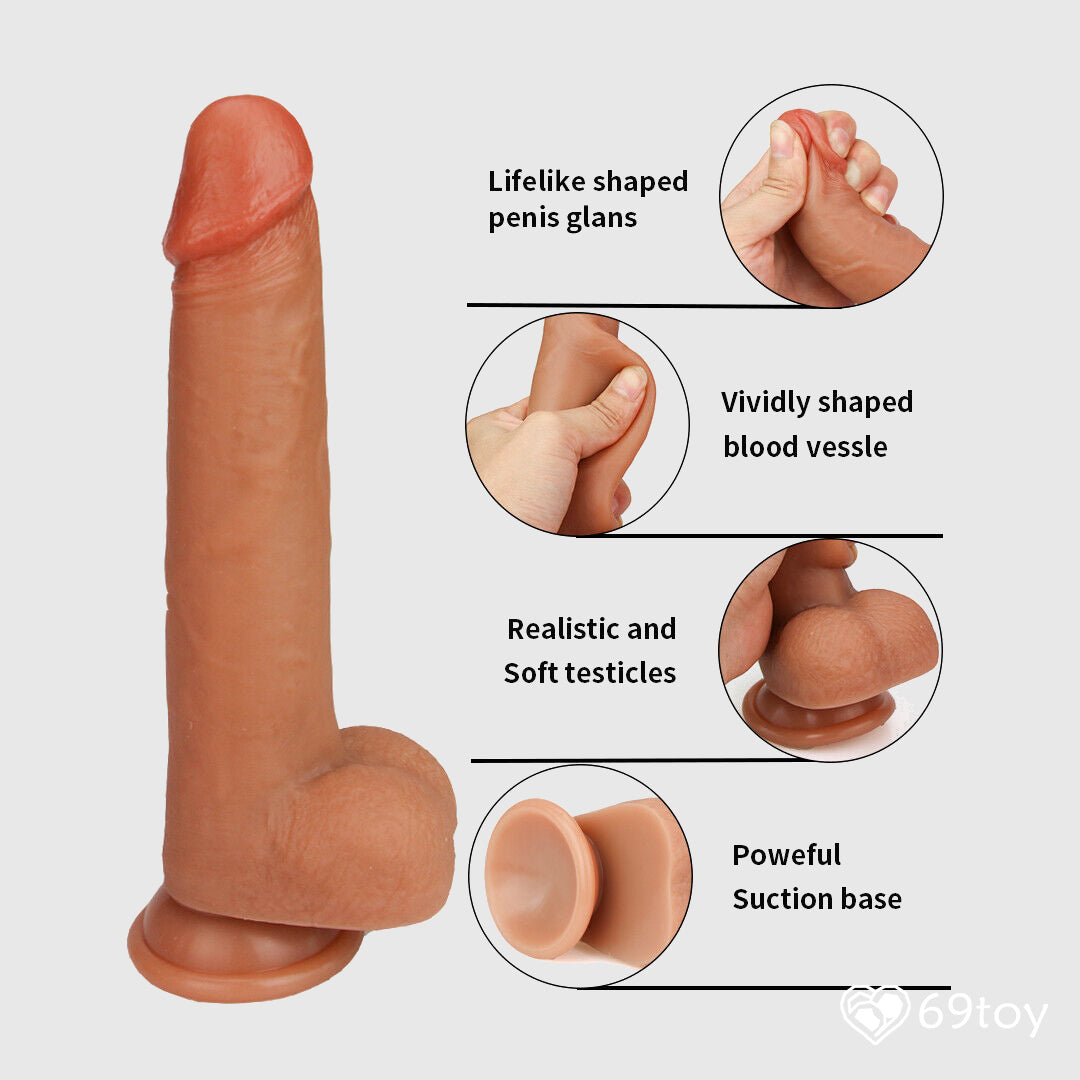 Multiple function in realistic skin stretchable dildo
