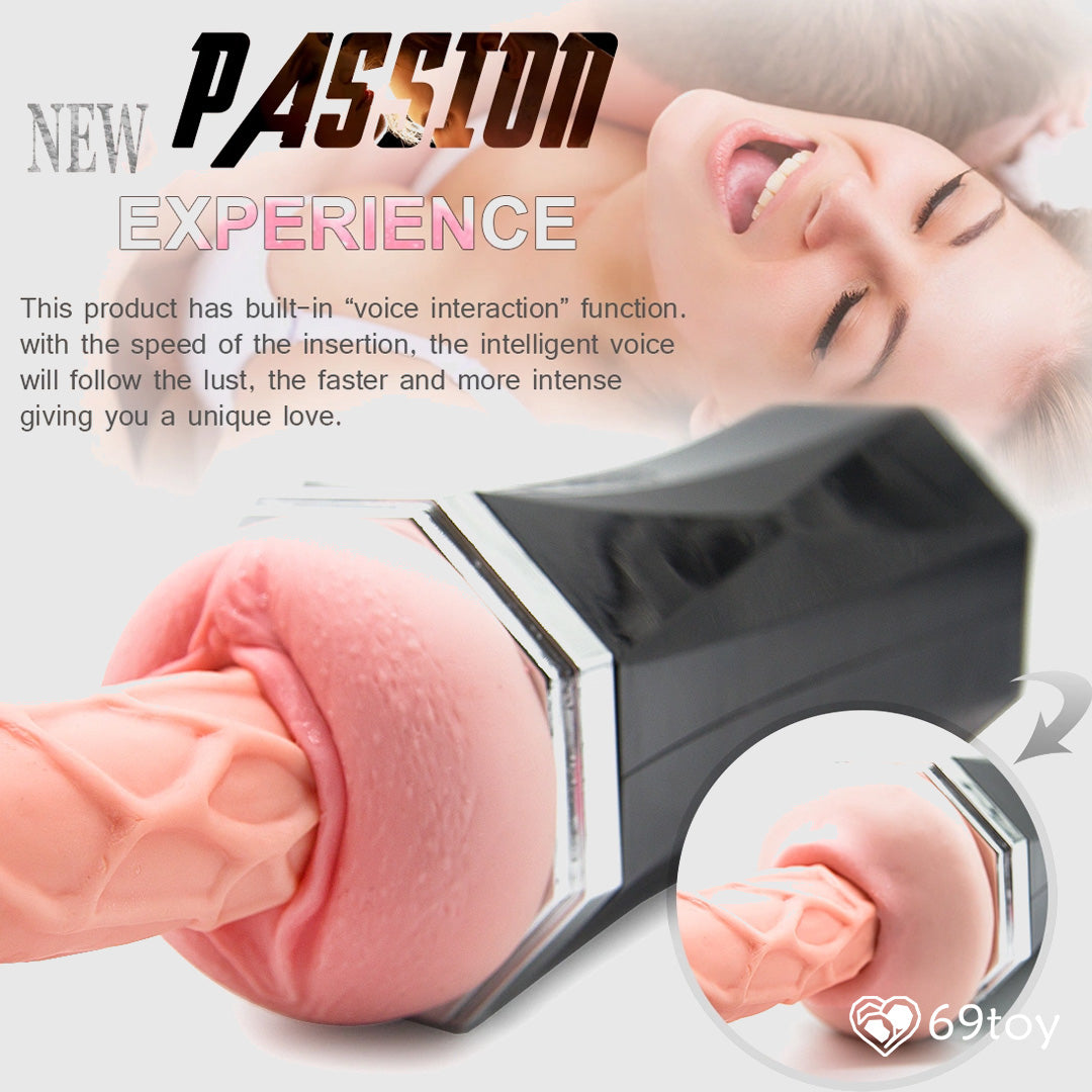 Realistic vagina and mouth vibrating masturbator cup sex toy for male