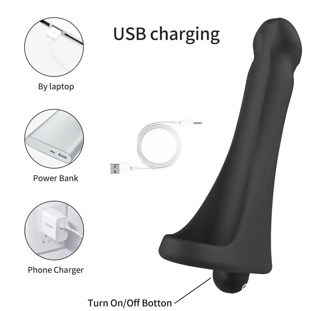 USB rechargeable double penetration strap-on dildo for couple